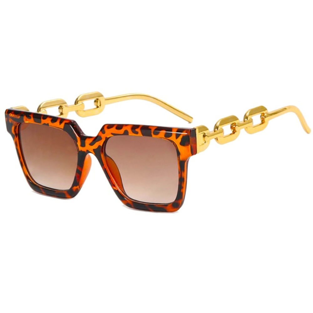 Metal chain square sunglasses.Available in black or leopard print frame. NWT